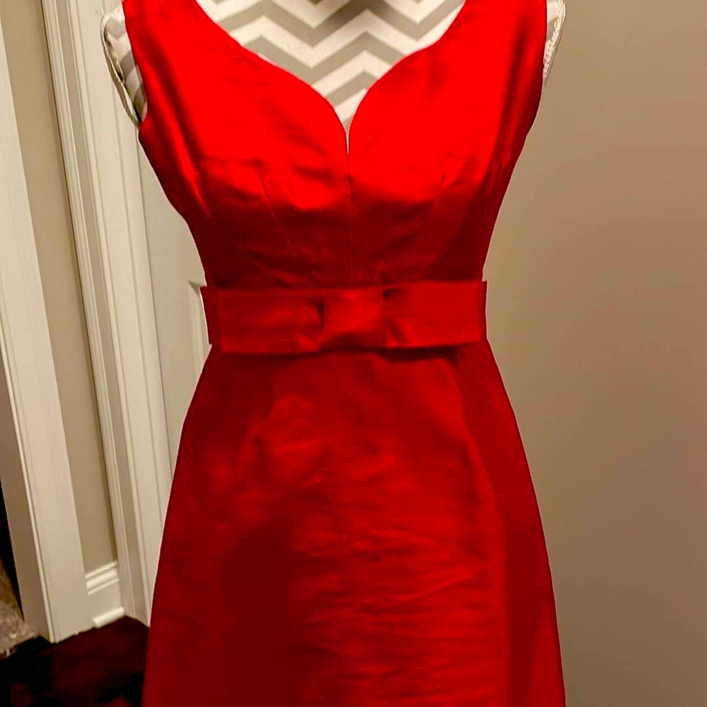 Kate Spade red satin Valentine bow mini sheath dress